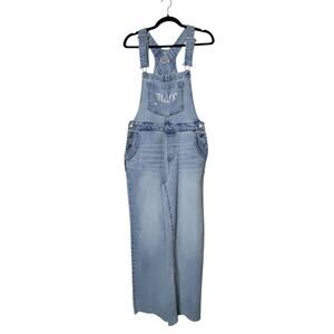 Juicy Couture Rhinestone Bib Denim Y2K Overalls Cut Off Wide Leg Small *Hemmed